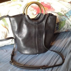 J Crew leather and brass cross body handbag